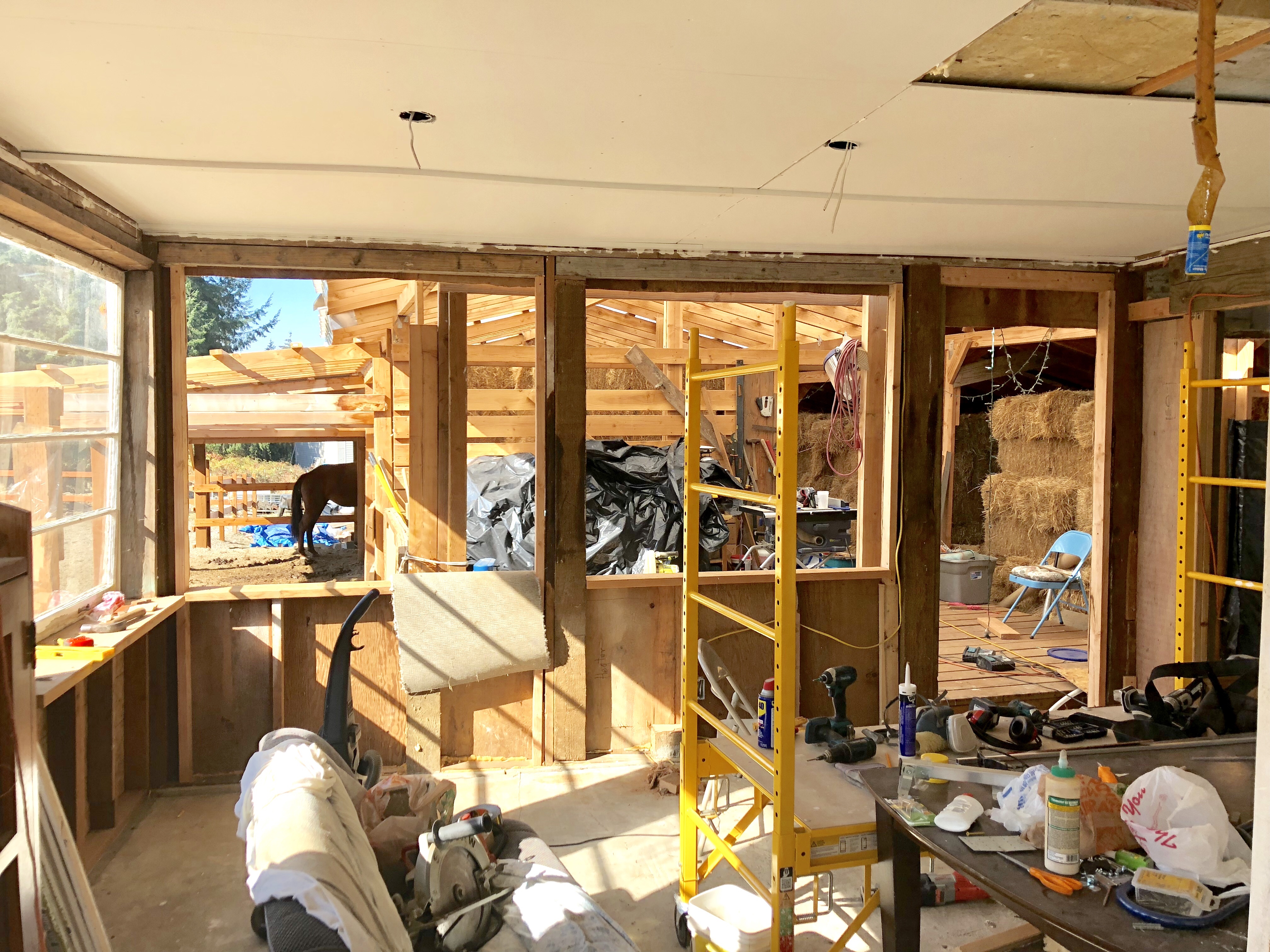 Opening up the wall.
