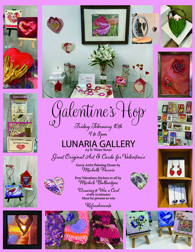 Happy “Galentine’s Day Hop!”  Friday 4-8pm Lunaria Gallery in Silverton OR
